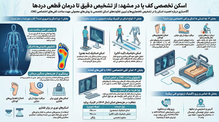 اینفوگرافیک درباره اسکن پا در مشهد و انواع آن